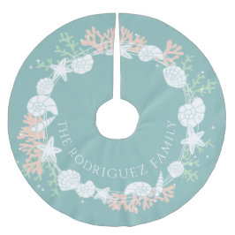 Weihnachts-Muschel-Wreath-Baumrock Polyester Weihnachtsbaumdecke