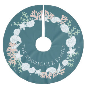 Weihnachts-Muschel-Wreath-Baumrock Polyester Weihnachtsbaumdecke