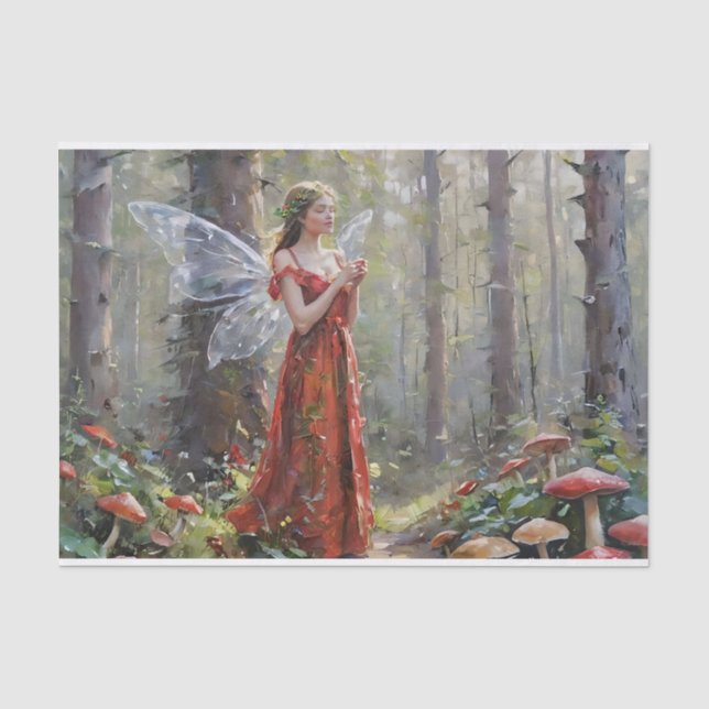 Weihnachts-Mushroom Fairy Decoupage Seidenpapier (Vorderseite)