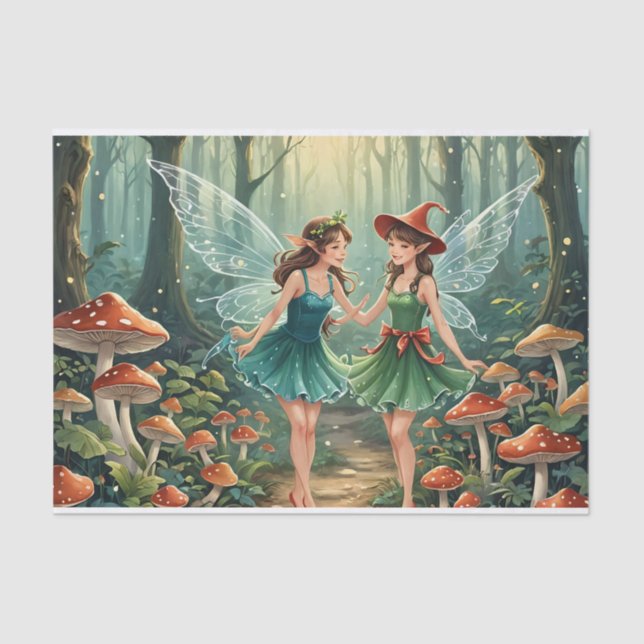 Weihnachts-Mushroom Fairy Decoupage Seidenpapier (Vorderseite)