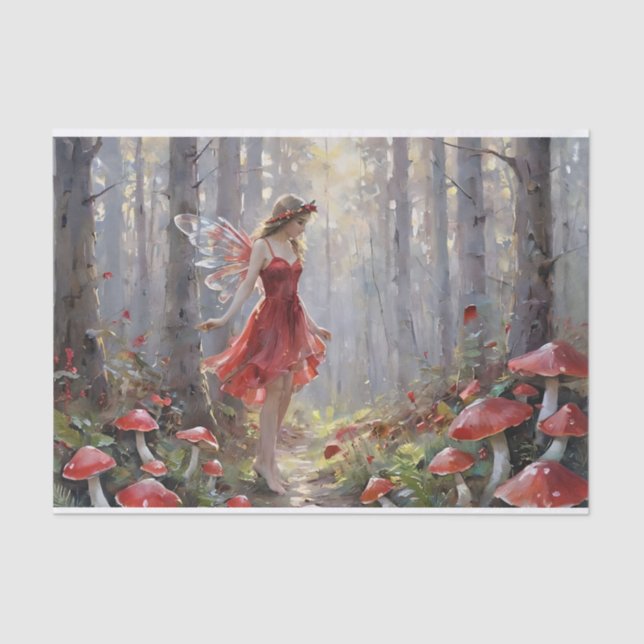 Weihnachts-Mushroom Fairy Decoupage Seidenpapier (Vorderseite)