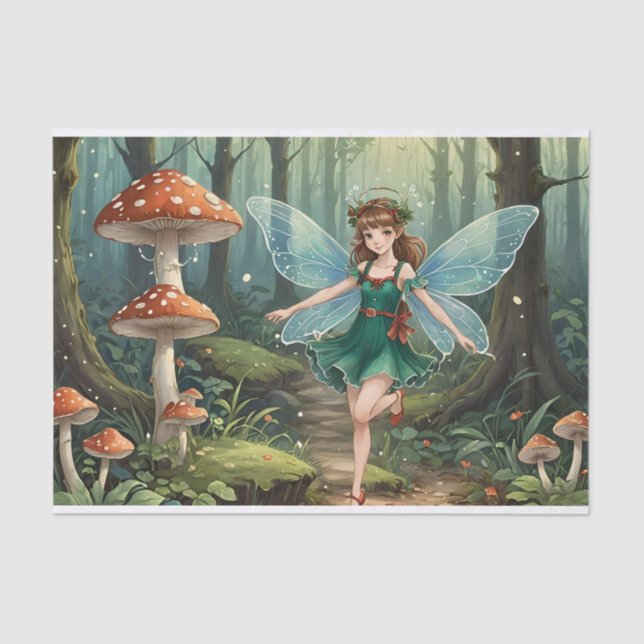 Weihnachts-Mushroom Fairy Decoupage Seidenpapier (Vorderseite)