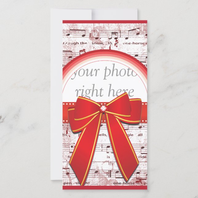 Weihnachts-Musiknote mit roter Farbbandkarte Feiertagskarte (Vorderseite)