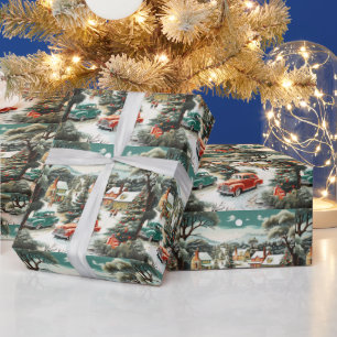 Weihnachts-Nachbarschaftswagen Zuhause MCM Geschenkpapier