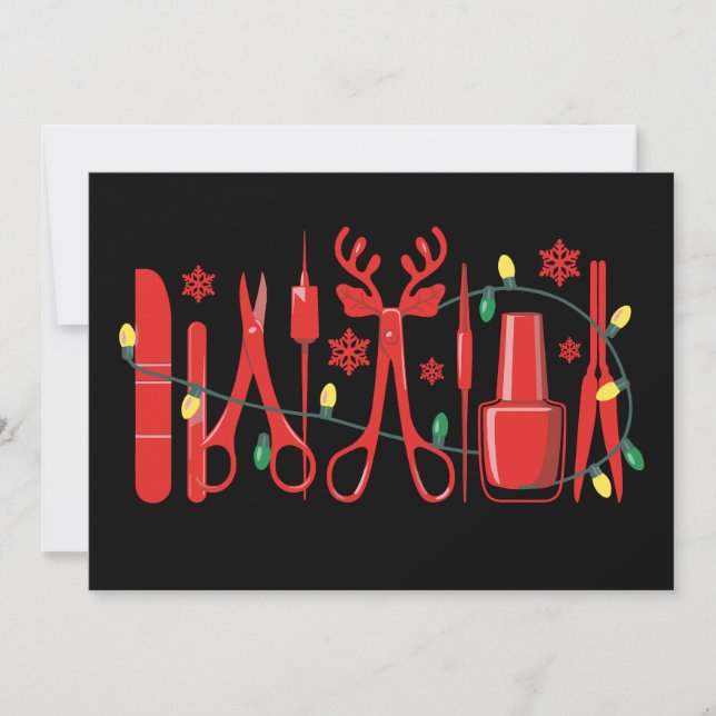 Weihnachts-Nageltechnik-Tools Rentiere Geweihe Lic Einladung (Vorderseite)