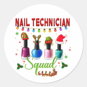 Weihnachts-Nageltechniker Xmas Salon Eigentümer Runder Aufkleber