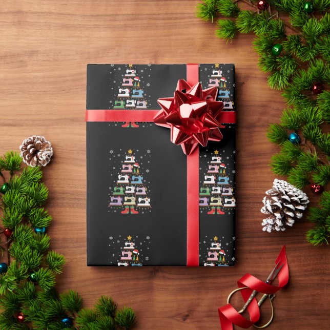 Weihnachts-Nähmaschine Baumlichter Strümpfe Geschenkpapier (Feiertagsgeschenk)