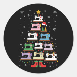 Weihnachts-Nähmaschine Baumlichter Strümpfe Runder Aufkleber