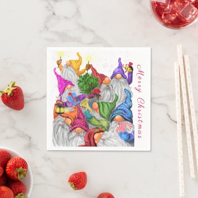 Weihnachts-Napkins mit Gnome-Party Serviette (Beispiel)