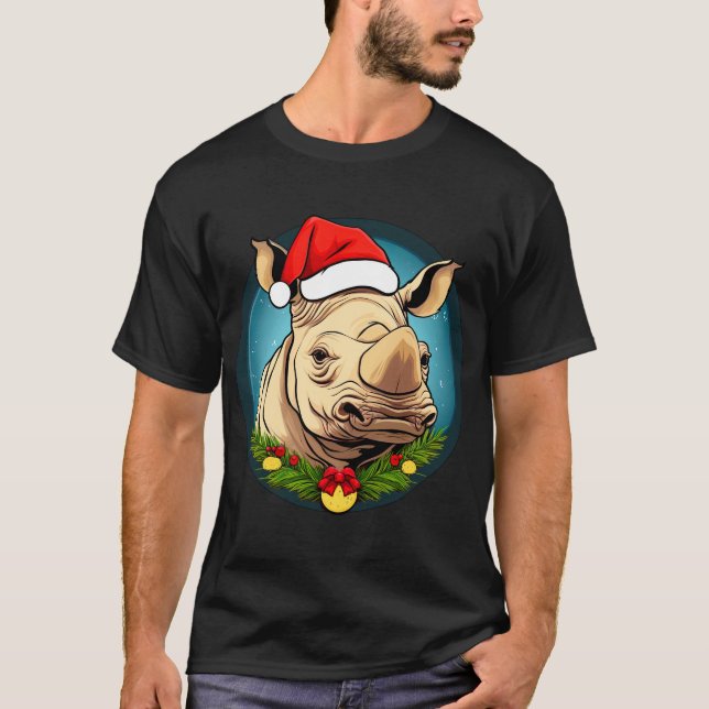 Weihnachts-Nashorn-T-Shirt T-Shirt (Vorderseite)
