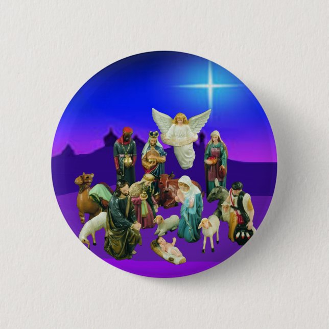 Weihnachts-Nativaty-Szene-Button Button (Vorderseite)