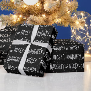 Weihnachts-NAUGHTY oder ICE-Text auf Schneeflocken Geschenkpapier