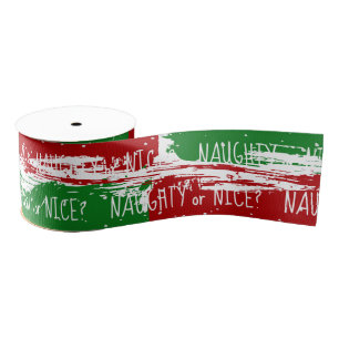 Weihnachts-NAUGHTY oder ICE-Text mit Schneeflocken Ripsband