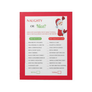 Weihnachts-Naughty oder Nice Game Notizblock