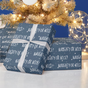 Weihnachts-NAUGHTY- ODER NICE-Text auf Sternen Geschenkpapier