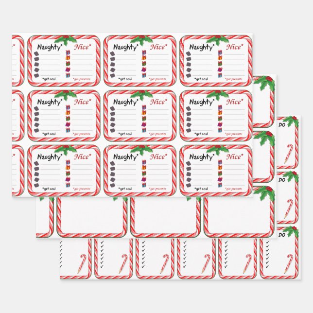 Weihnachts-Naughty und Nice Wrapping Paper Geschenkpapier Set (Set)