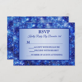 Weihnachts Navy Blue Sparkone Holidays RSVP Karte