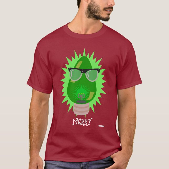 Weihnachts-Nerd-Cartoon Personalize Holiday Bulb T-Shirt (Vorderseite)