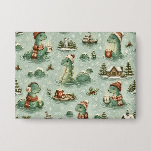 Weihnachts-Nessie Loch Ness Monster Cozy Kryptiden Button
