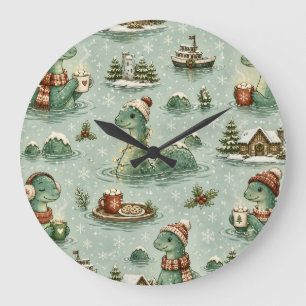 Weihnachts-Nessie Loch Ness Monster Cozy Kryptiden Große Wanduhr