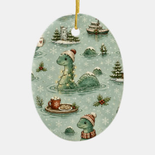 Weihnachts-Nessie Loch Ness Monster Cozy Kryptiden Keramik Ornament