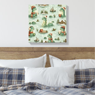Weihnachts-Nessie Loch Ness Monster Cozy Kryptiden Leinwanddruck
