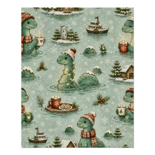Weihnachts-Nessie Loch Ness Monster Cozy Kryptiden Poster