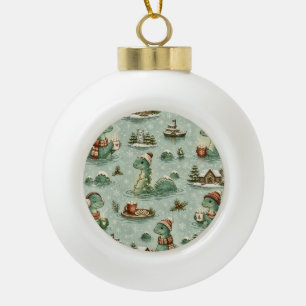 Weihnachts-Nessie Loch Ness Monster Gemütlich Kryp Keramik Kugel-Ornament