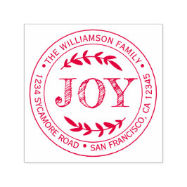 Weihnachts-Neujahr-Familie Runde Rücksendeadresse Permastempel