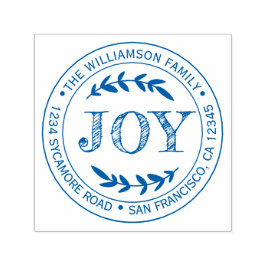 Weihnachts-Neujahr-Familie Runde Rücksendeadresse Permastempel