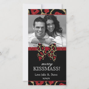 Weihnachts-Neujahrsfest Leopard Glitzer Foto Feiertagskarte