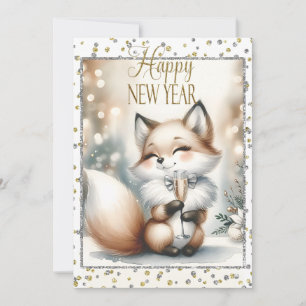 Weihnachts-Neujahrsfox Einladung Custom Front Bc