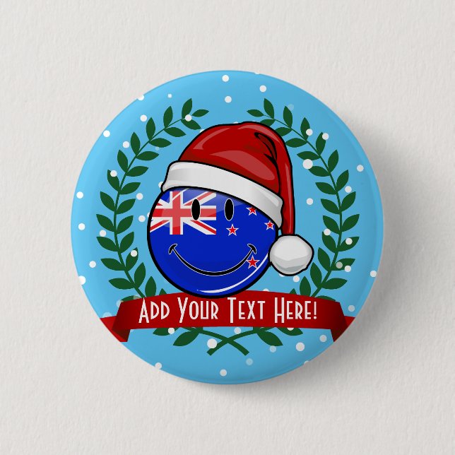 Weihnachts-Neuseeland-Stil lächelnde Flagge Button (Vorderseite)