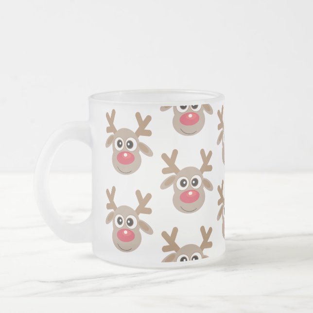 Weihnachts Niedlich Reindeer Cartoon Pattern Mattglastasse (Links)