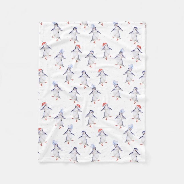 Weihnachts-Niedlich-Tanzpinguine Fleecedecke (Vorderseite)
