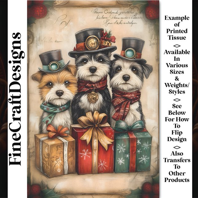 Weihnachts Niedliche Hunde Steampunk Vibe BK9 Deco Seidenpapier (Von Creator hochgeladen)