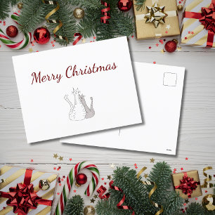 Weihnachts-Niedliche Katzen Zeichnend Urlaub Feiertagspostkarte