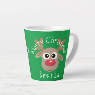 Weihnachts Niedliche Rentier Cartoon Grüne Latte T Milchtasse