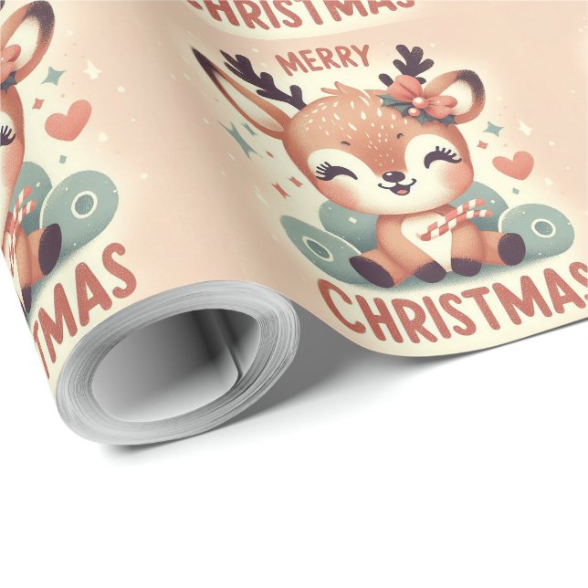 Weihnachts-Niedliche Santa Reindeer-Geschenkboxen Geschenkpapier (Rolleneckpunkt)