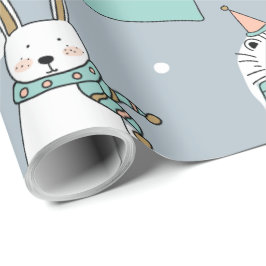 Weihnachts-Niedliche Tiere Cartoon-Stil Geschenkpapier