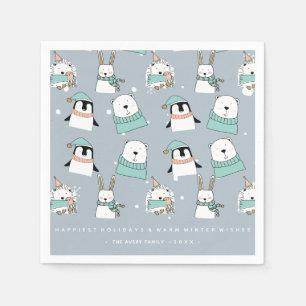 Weihnachts-Niedliche Tiere Cartoon-Stil Personalis Serviette