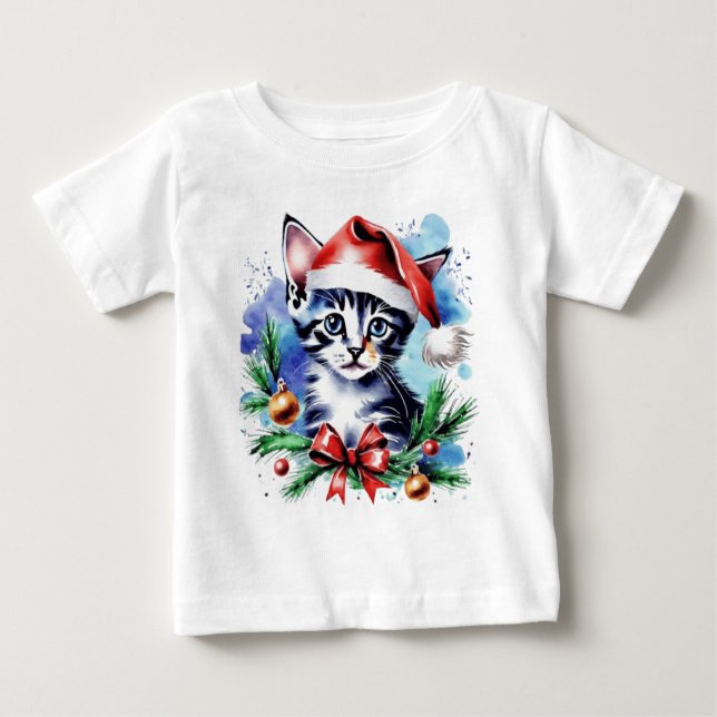Weihnachts-niedlicher Welpe Baby T-shirt (Vorderseite)