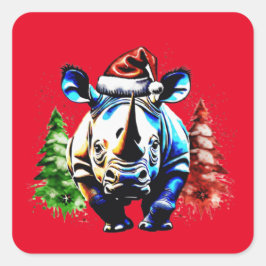 Weihnachts-niedlicher Welpe Quadratischer Aufkleber