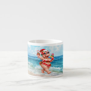 Weihnachts-Nilpferd im Bikini Lustiger Tropischer  Espressotasse