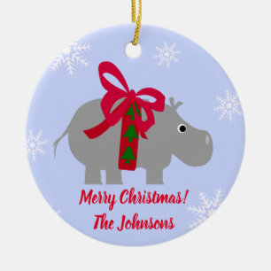 Weihnachts-Nilpferd-Papier-Weihnachtsbaumschmuck Keramik Ornament