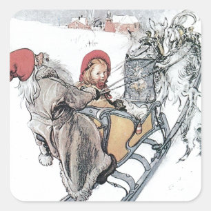 Weihnachts-Nisse und Kirsti Quadratischer Aufkleber