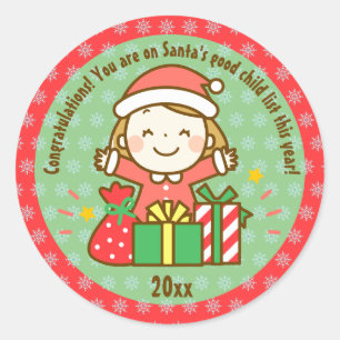 Weihnachts-Nizza-Liste Kinder Geschenk von Weihnac Runder Aufkleber