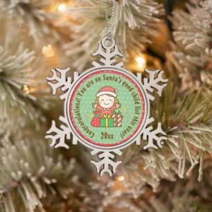Weihnachts-Nizza-Liste Kinder Geschenk von Weihnac Schneeflocken Zinn-Ornament