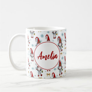 Weihnachts-Nordic-Gnomen-Muster mit Namen Kaffeetasse