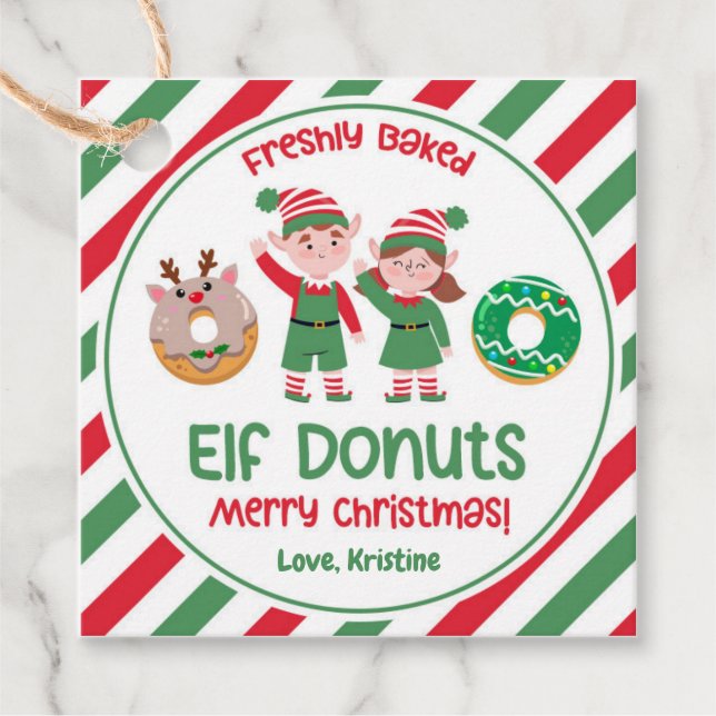 Weihnachts-Nordpol Elf Donuts Geschenk Geschenkanhänger (Vorderseite)